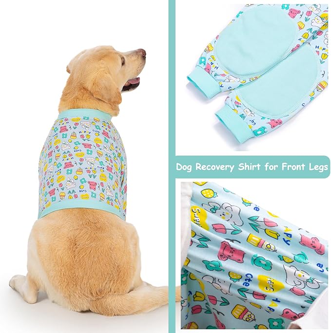 Dog Recovery Shirt for Front Legs, Dog Elbowpads Sleeve Protect Dogs Elbows Arms,Stop Licking Joints After Surgery, Help with Injury Healing Covers The Wound, Cone Alternatives (Blue, 7XL)