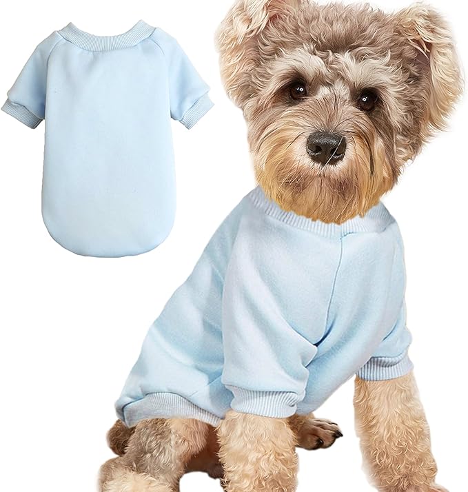 Puppy Sweater for Small Dogs Clothes Warm Winter Cat Clothe Pet Sweatshirt Knitwear Doggie Kitten Clothing, Light Blue, XX-Small