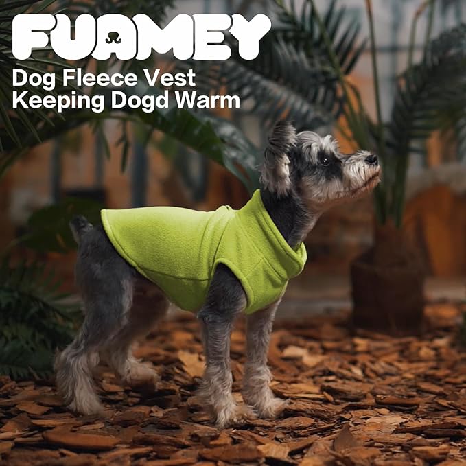 FUAMEY Dog Fleece Vest for Large Dogs,Warm Stretchy Dog Sweatshirts Pullover with Leash Hole Dogs Sweater Soft Pet Turtleneck Cozy Pet Vest Lightweight Sleeveless Green L
