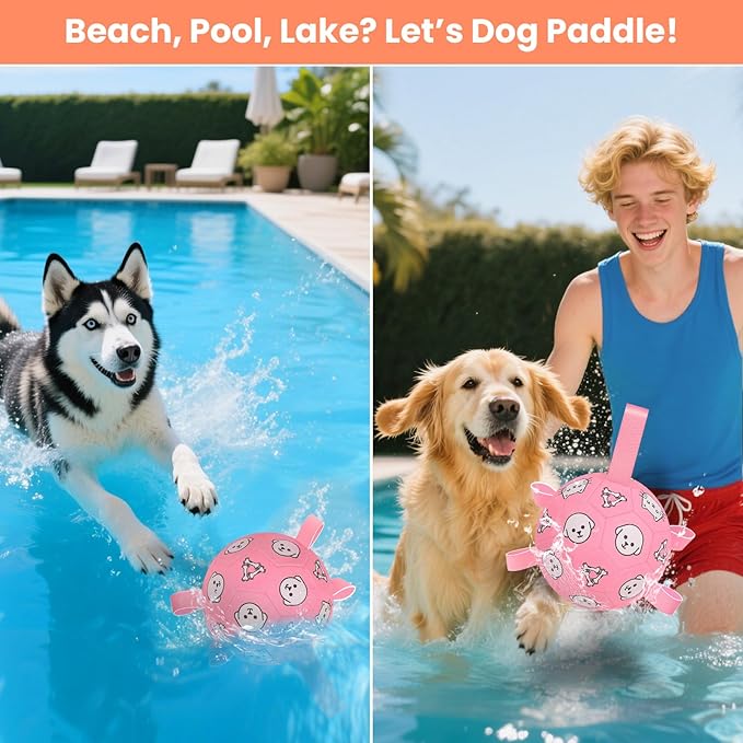 Dog Soccer Ball, Dog Toy Soccer Balls with Grab Tabs, Herding Ball for Dogs, Water Pool Dog Toys for Indoor/Outdoor Play – Great Dog Birthday Gift for Medium & Large Dogs, 8 Inch