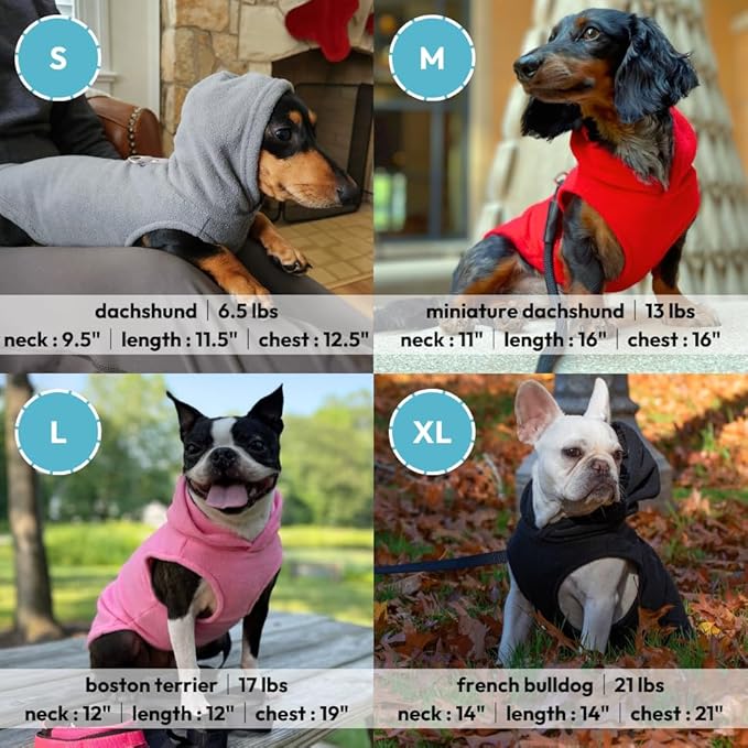 Gooby Fleece Vest Hoodie Dog Sweater - Blue, Medium - Warm Pullover Dog Hoodie with O-Ring Leash for Small to Medium Dogs
