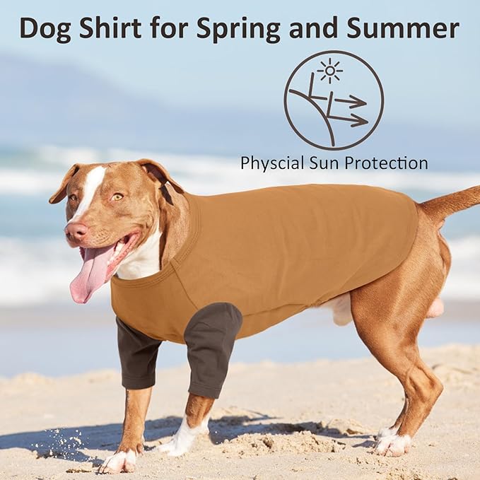 2 Pack Dog Shirt for Medium Dogs - Soft Breathable Summer Cool Tee, Lightweight Comfortable Dogs Clothes for Sensitive Skin Jack Russell, Shihtzu, Indoor Lounging, Walking, Park Play, Brown