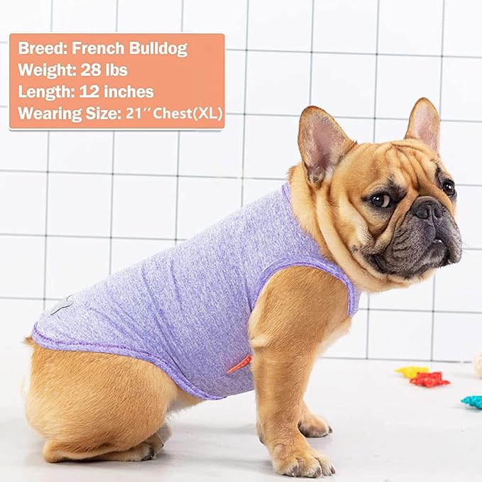 KYEESE 2 Pack Dog Shirts Quick Dry Soft Stretchy Pet T-Shirts with Reflective Label Tank Top Sleeveless Sun Protection Vest Dog Clothes for Small Medium Dogs, Medium, Purple+Pink