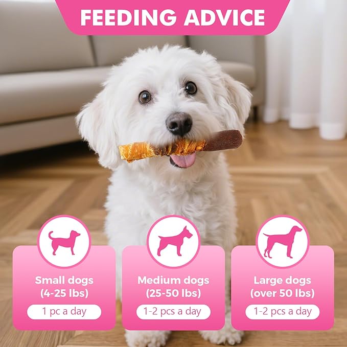 Dog Treats, Triple Flavor 6 Inch Rawhide Rolls, Chicken Duck and Chicken Liver Wrapped Rawhide Dog Chews, Suitable for Medium Dogs, 35.3 oz