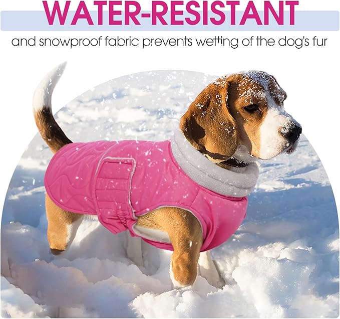 FUAMEY Winter Warm Fleece Turtleneck Jacket, Thick Waterproof Windproof Cold Weather Coats, Snowsuit Vest for Small Medium Large Dogs