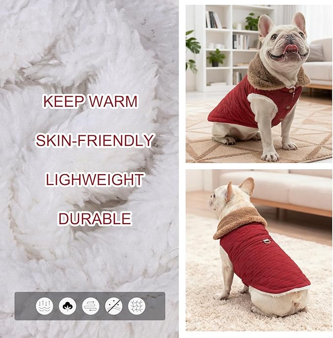 BEAUTYZOO Winter Dog Vest Coat with Harness Built in, Warm Puppy Jacket for Small Medium Dogs, Lightweight Cold Weather Small Dog Coat, Fleece Puffer Vest Windproof Snowproof Pet Clothes, Rose Pink L