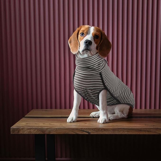ROZKITCH Stripe Dog Winter Coat Soft Pullover Pajamas, Pet Windproof Warm Cold Weather Jacket Vest Cozy Jumpsuit Apparel Outfit Clothes for Walking Hiking Travel Sleep Stripe S