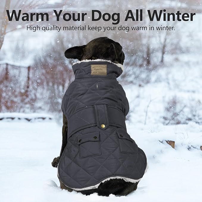 KYEESE Dog Coat Warm Pet Winter Puffer Coat with Leash Hole Windproof Dog Coats for Small Dogs Waterproof Dogs Jacket with Fleece Lined Soft Pet Sweater for Cold Weather Thick Cat Clothes with Pocket