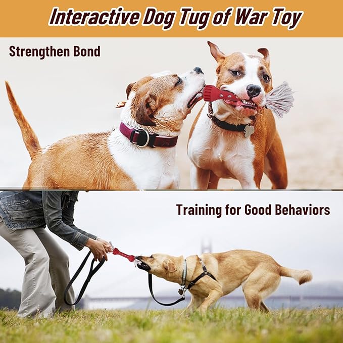 2PCS Premium Durable Rope Toys for Aggressive Chewers, Dog Tug of War Toys for Medium/Large Dogs, Glow in The Dark Outdoor Dog Fetch Toy, Interactive Dog Toy, Keep Your Powerful Chewers Busy