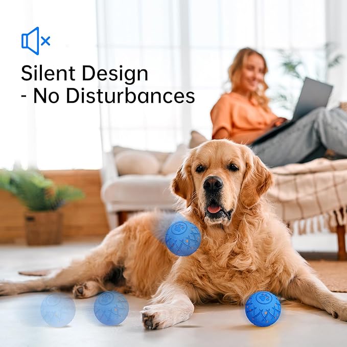 Interactive Dog Toys Dog Ball,Durable Motion Activated Automatic Rolling Toys for Medium/Large Dogs,Automatic Moving, Bouncing,and Rotating,E-TPU Material, IP54 Waterproof (Blue)