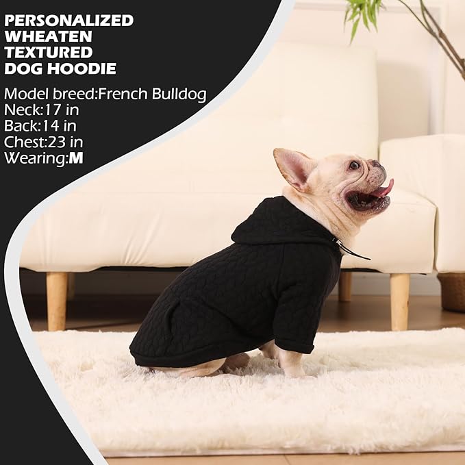 EXPAWLORER Textured Cable Knit Basic Dog Hoodie, Elevated Style Dog Sweater with Leash Hole and Pocket, Soft and Warm Pet Winter Coat, Cold Weather Clothes for Small Medium Large Dogs Cats,Black XL