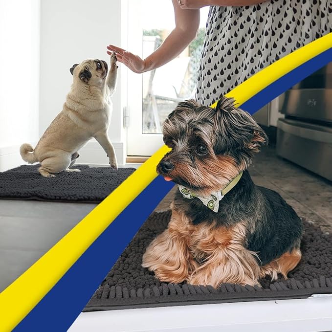 Muddy Mat® Original Dog Door Mat for Muddy Paws, Super Absorbent Microfiber, Non-Slip Washable Pet Rug, Quick Dry Chenille Entryway Carpet, Machine Washable Indoor Outdoor mat, Charcoal 48"x72"