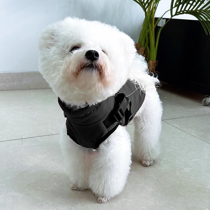 Dog Winter Coat Reflective Water-Resistant Jacket, Fleece Lined Windproof Puppy Coat with Back Zipper & D-Ring, Cold Weather Dog Coats for Small Medium Large Dogs (L, Black)