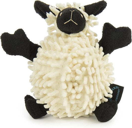 goDog Fuzzy Wuzzy Lamb Squeaky Plush Dog Toy, Chew Guard Technology - Assorted, Small