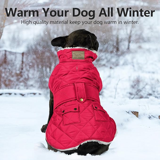 KYEESE Dog Coat Soft Pet Sweater for Cold Weather Warm Pet Winter Puffer Coat with Leash Hole Waterproof Dogs Jacket with Fleece Lined Windproof Dog Coats for Small Dogs Thick Cat Clothes with Pocket