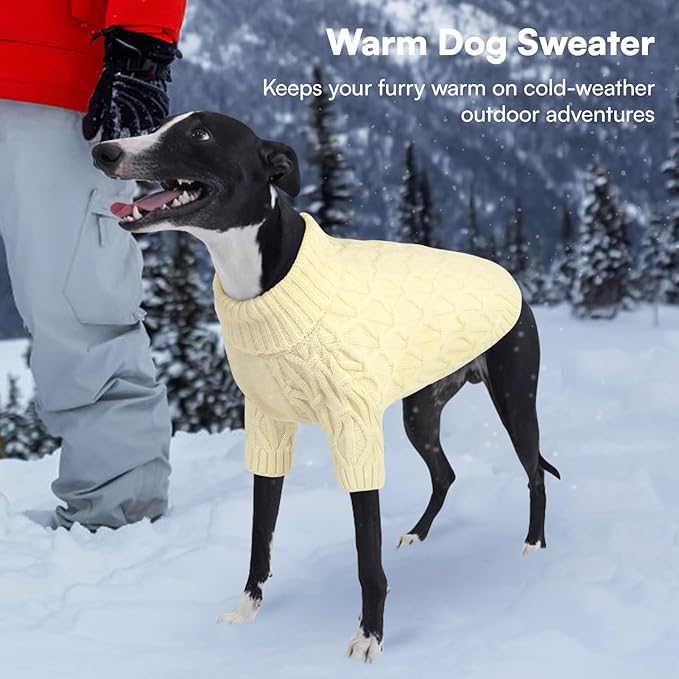 Queenmore Dog Sweaters for Large Dogs Girls Boys,Warm Pullover Extra Large Dog Sweater,Dogs Christmas Sweaters,Classic Turtleneck Thick Clothes for Extra Large Pets, Pitbull, Boxer(Beige,XL)