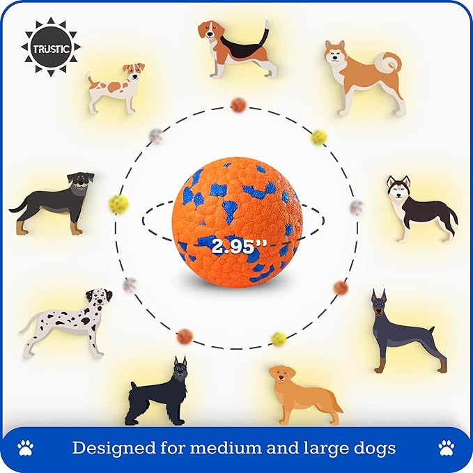 Foam Fetch Dog Balls 3 inch, for Large and Medium Breeds, Durable Toy for Chewers (Orange, 2 Pack)