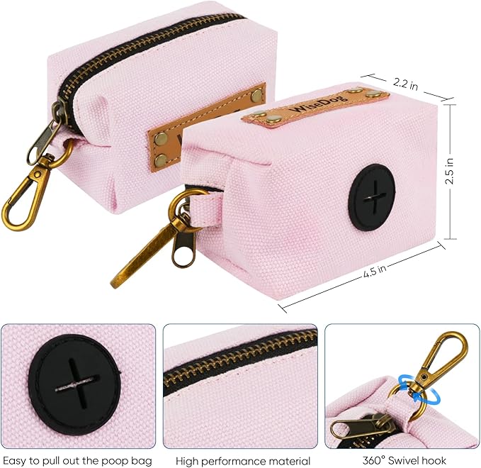Wisedog Dog Collar and Leash Set, Waterproof Adjustable Puppy Collars with Cute Tag 6FT Dog Leash with Poop Bag for Small Medium Large Dogs (XS, Pale Pinkish Purple)