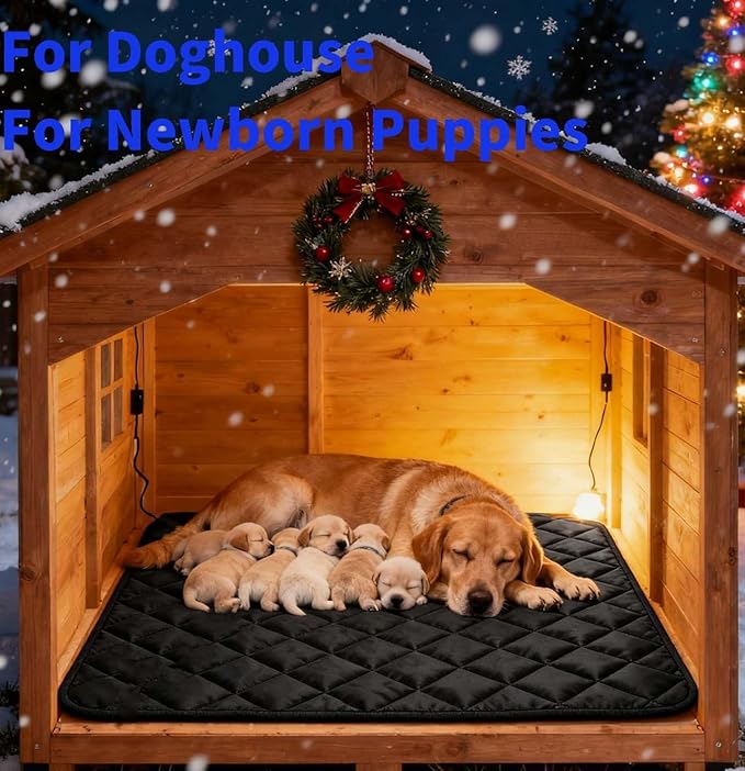 Heated Dog Bed Dog Heating Pad,Outdoor Doghouse Indoor Bed,Continuous High & Low Heater for Small Medium Pet Cat Puppy Puppies Chew Proof