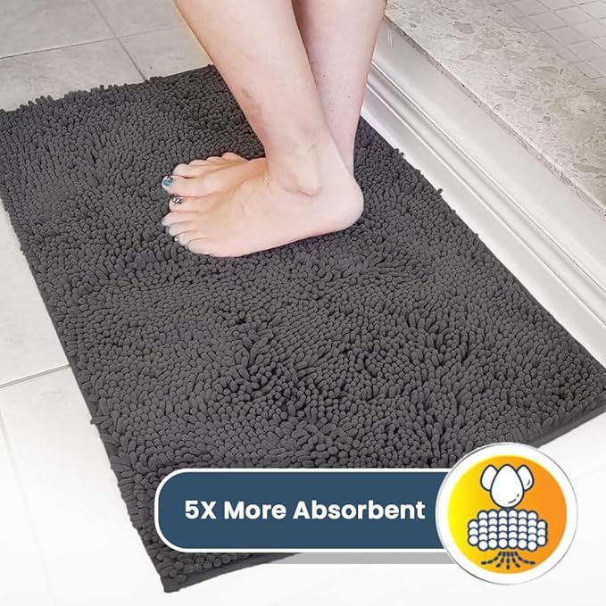 Muddy Mat® Original Dog Door Mat for Muddy Paws, Super Absorbent Microfiber, Non-Slip Washable Pet Rug, Quick Dry Chenille Entryway Carpet, Machine Washable Indoor Outdoor mat, Charcoal 48"x72"
