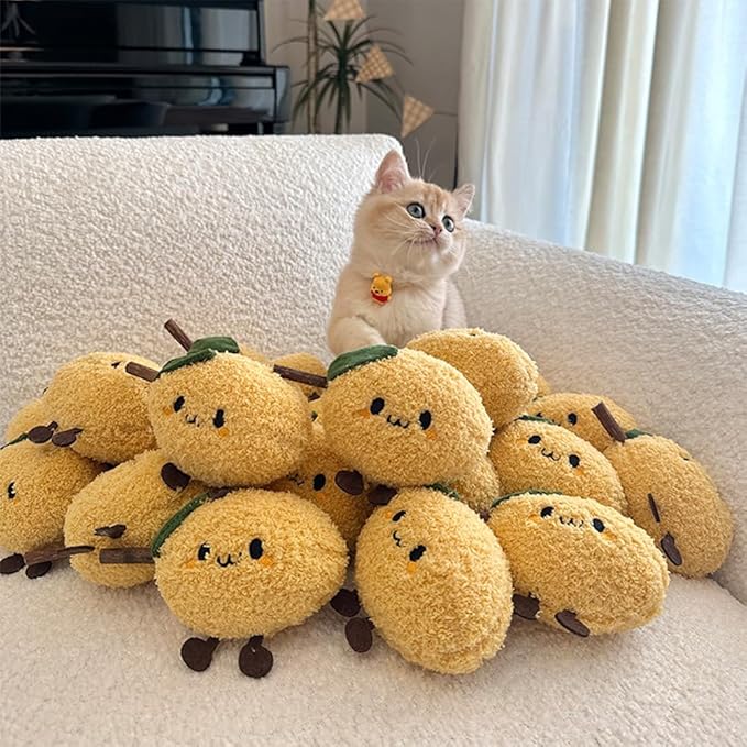 PAZ'S GIFT Catnip Toys - Cat Kick & Rope Toys for Indoor Play, Cat & Kitten Teething Chew Toys for Aggressive Chewing & Teeth Cleaning (Velvet Lemon)