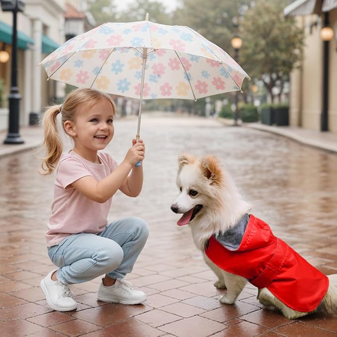 Dog Raincoat Small Dog Rain Jacket Poncho Waterproof Pet Rain Suit Double Layer Breathable Lining Hooded Leash Hole Adjustable Puppy Small Medium Dogs,Red,S