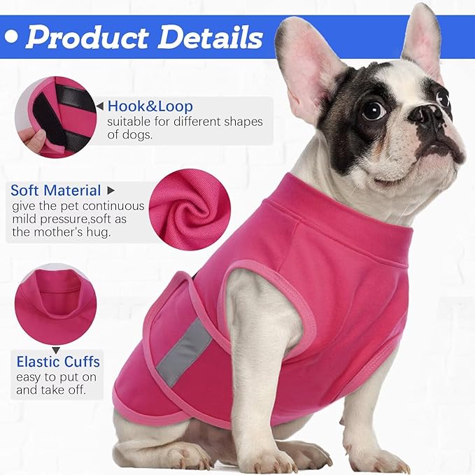 MIGOHI Dog Anxiety Relief Coat,Comfort Anxiety Vest for Dogs,Adjustable Anxiety Calming Wrap for Fireworks,Thunderstorms,Travel, Separation, Dog Anxiety Jacket for Small Dogs,M,Rosered