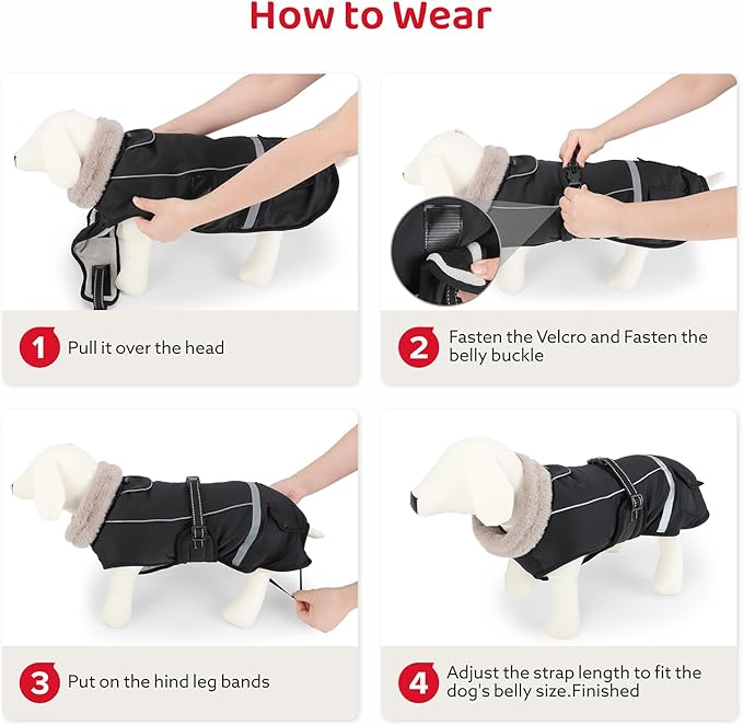 Dog Coat, Warm Dog Winter Coat Reflective Jacket Waterproof Fleece Vest, Pet Jacket Cozy for Cold Weather, Dogs Snowsuit Windproof, Adjustable Buckle for Large Extra Dogs