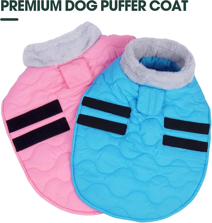 Kuoser Dog Jacket, Dog Coats for Large Dogs Winter Waterproof, Doggie Vest with Leash Hole, Canine Cold Weather Coats Doggie Snow Jacket for Labrador Beagle, Blue XL