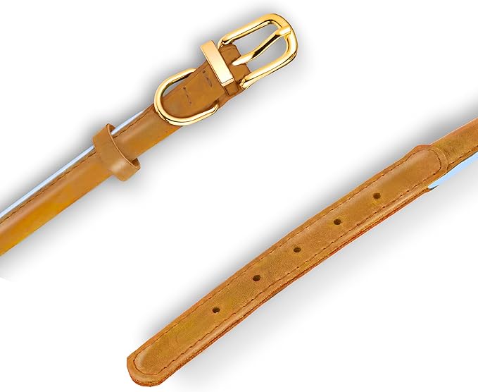 OOPSDOGGY Reflective Rolled Leather Dog Collar Adjustable Soft Padded Pet Collar for Small Medium Large Breed Dogs (Camel, S, 10"-13")