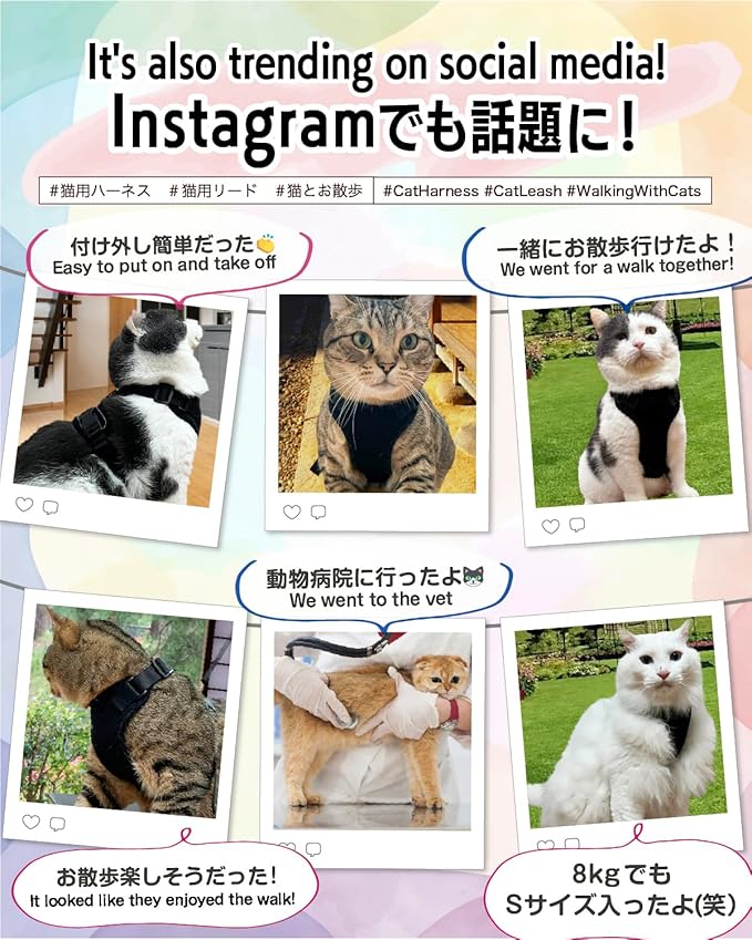 Cat Harness Escape Proof with Leash for Walking, Travel Vest Soft Chest Support, Adjustable Size, Escape Proof Soft Adjustable Vest Harnesses, Breathable, Kittens, Small Dogs (美/背縄/紫1/XS)