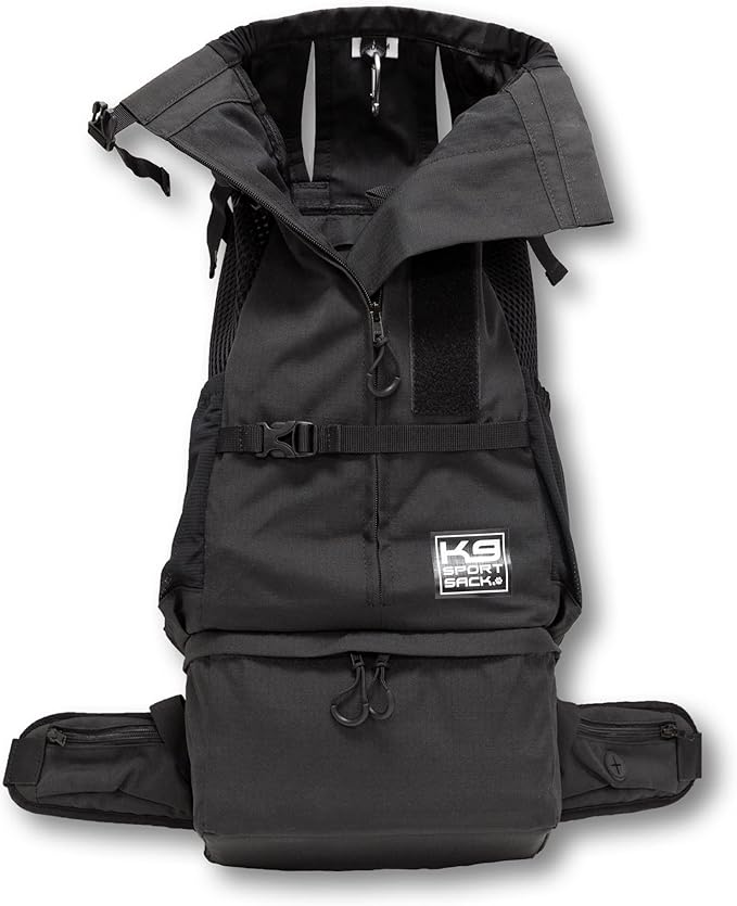 K9 Sport Sack Knavigate - X-Large, Midnight Black - Ideal for Dogs with 23-25” Back Length - Adjustable, Backpack-Style Carrier with Internal Frame & Padded Hip Belt