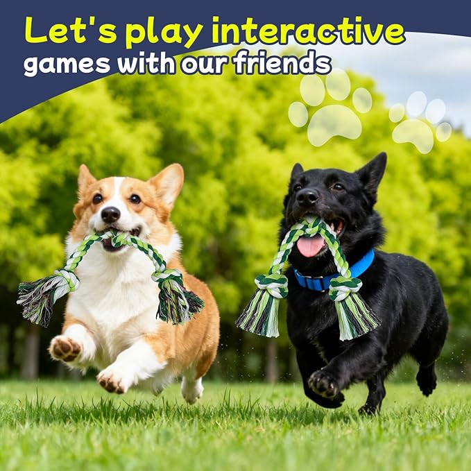 Rocfish [3 Pack Dog Rope Toys, Dog Chew Toy for Medium and Small Dogs, Nearly Indestructible Tug of War Toys, 100% Cotton, Teeth Cleaning Chew Rope, Puppy Toys for Boredom