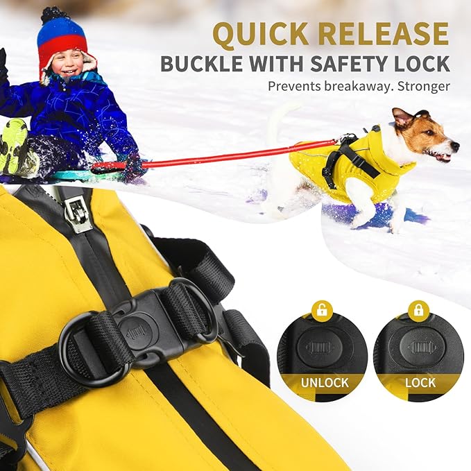 Dog Winter Coat Reflective Water-Resistant Jacket, Fleece Lined Windproof Puppy Coat with Back Zipper & D-Ring, Cold Weather Dog Coats for Small Medium Large Dogs (L, Orange)