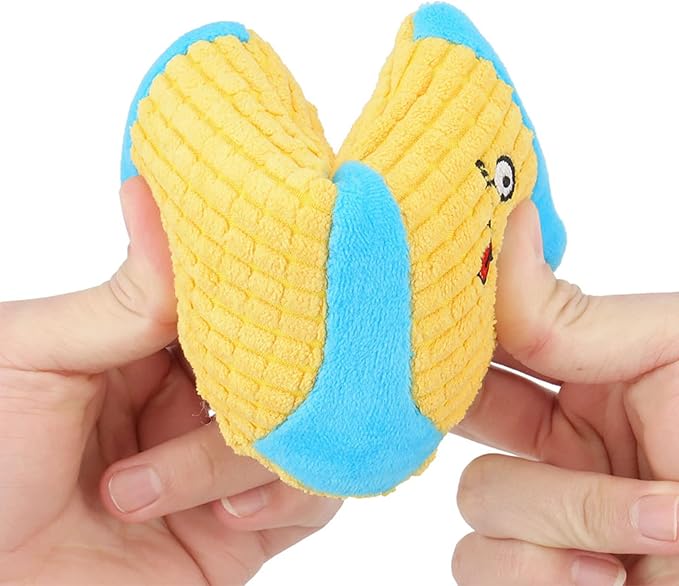 Squeaky Dog Toys, Funny Dog Toys Stuffed Plush Dog Toy, Cute Socks Dog Birthday Gift Dog Chew Toys Pet Toys for Small Medium Dogs(Blue Yellow)