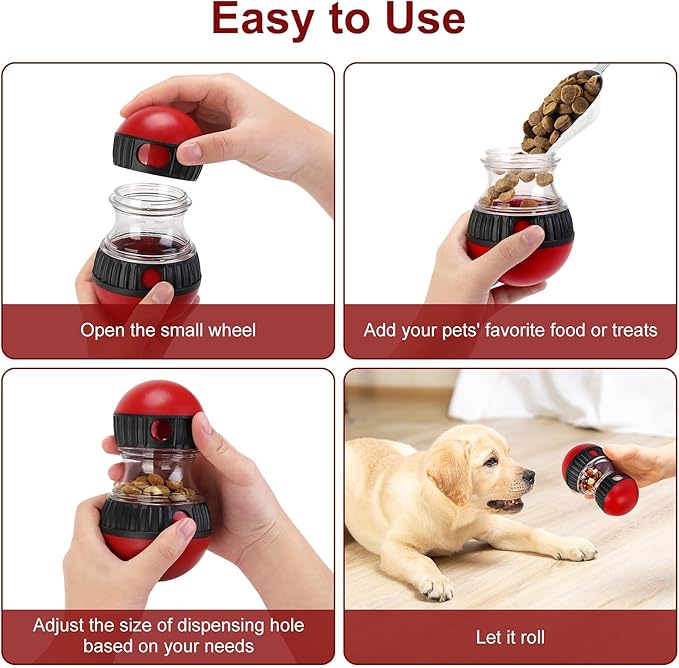 Dog Treat Toy, Interactive Treat Dispensing Dog Toys, Adjustable and Durable Dog Puzzle Toy for Small/Medium/Large Breed Dogs to Keep Them Busy