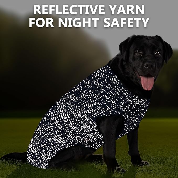 KYEESE Dog Sweater with Leash Hole for Small Dogs Male Warm Pullover with Reflective Thread Soft Knitwear Boy Dog Clothes Cozy Lightweight Thick Sweater Pet Indoor Outdoor Wear,Navy Blue,X-Small
