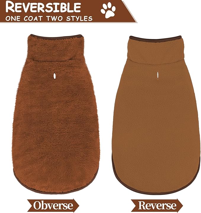 Malier Dog Winter Coat, Reversible Fleece Dog Cold Weather Coats, Windproof Warm Snow Puppy Jacket Vest Pet Clothes for Small Medium Large Dogs (Brown, Medium)