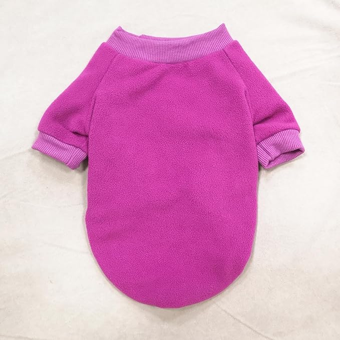 Idepet Dog Fleece Sweater - Soft Puppy & Cat Pullover Sweatshirt - Warm Winter Shirt - Classic Cat Apparel (Purple, Small)