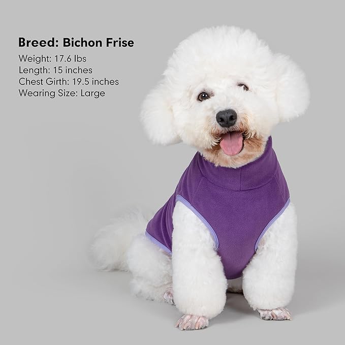 cyeollo Fleece Dog Sweater, Turtleneck Stretchy Sweatshirt Pullover Fleece Jacket Warm Winter Fall Dog Clothes for Medium Dogs Boy Girl Pet Apparel, Purple XL