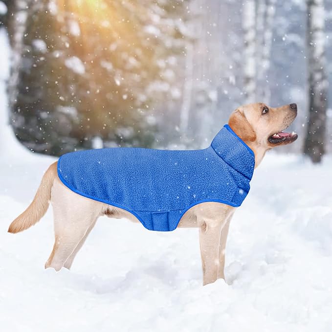Malier Dog Winter Coat, Reversible Fleece Dog Cold Weather Coats, Windproof Warm Snow Puppy Jacket Vest Pet Clothes for Small Medium Large Dogs (Blue, Large)
