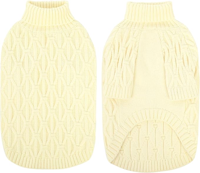 Queenmore Medium Dog Sweater,Dog Sweater for Medium Dogs Boys Girls,Christmas Sweaters for Dogs,DogSweater Knitwear Outfit,Thick Warm Pet Clothes for French Bulldog,Boston Terrier(Beige,M)
