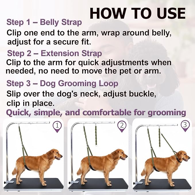 Dog Grooming Loops Supplies Pet Dog Grooming Belly Straps Belly Band Black Solf Comfrotable & Adjustable Grooming Tools for Grooming Tables Arms Ideal for Groomers (Orange)