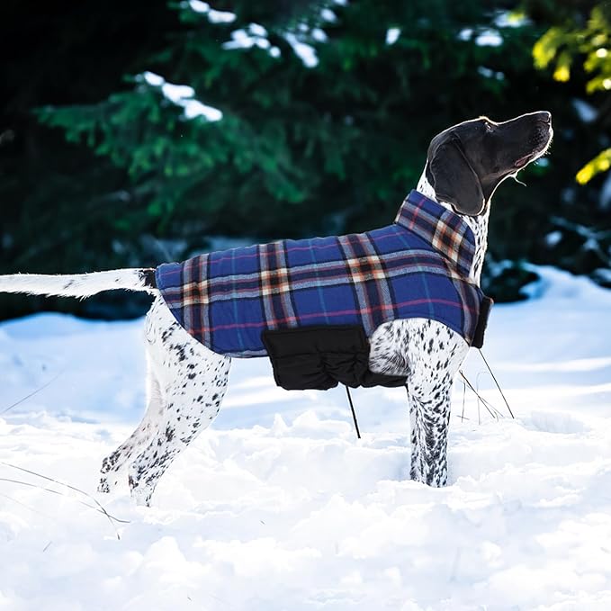 Kuoser Waterproof Dog Coat, Reversible Dog Jacket for Medium Dogs, Adjustable Durable Doggie Winter Coat Warm Puppy Cold Weather Apparel from Small to Large Breed, Navy M