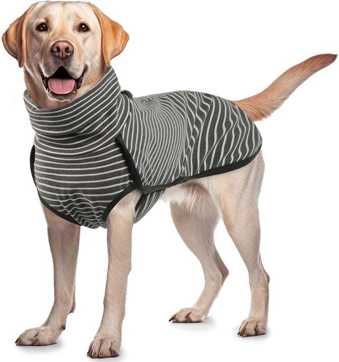 ROZKITCH Dog Winter Coat Soft Pullover Pajamas, Stripe Pet Windproof Warm Cold Weather Jacket Vest Cozy Jumpsuit Apparel Outfit Clothes for Walking Hiking Travel Sleep Stripe 2XS