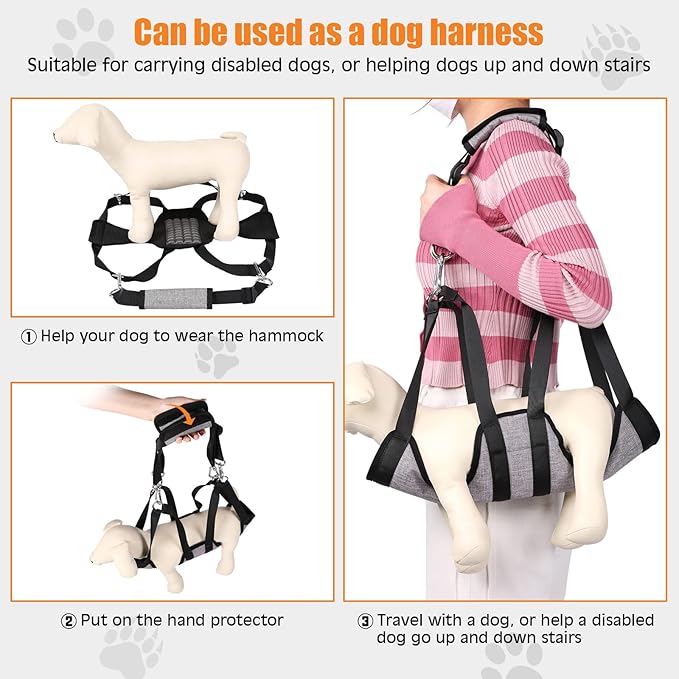 Ownpets Pet Grooming Hammock, Dog Grooming Hammock with Carabiners, Breathable Pet Grooming Harness Sling for Grooming, Hair Nail Trimming Cutting & More, S