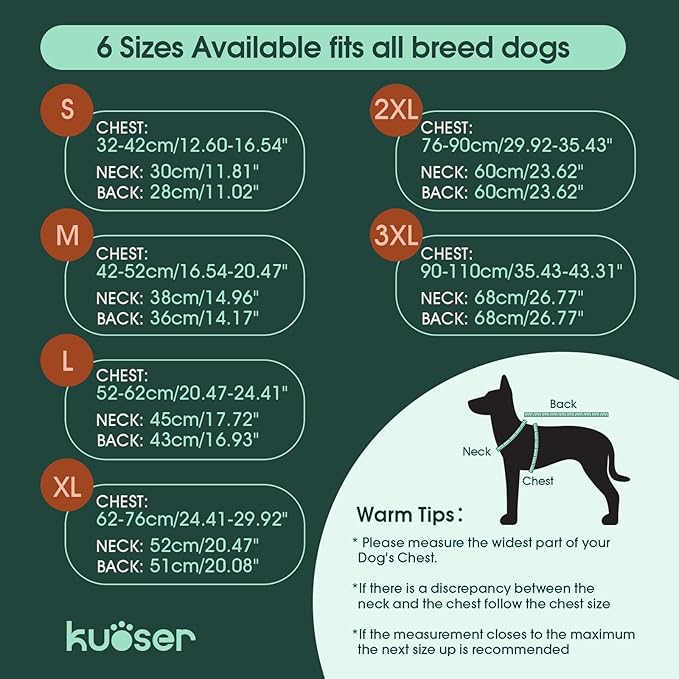 Kuoser Dog Jacket, Dog Coats for Large Dogs, Winter Waterproof Big Doggie Vest, Reflective Dogs Cold Weather Coat, Windproof Turtleneck Pet Puffer Jacket Snowsuit Clothes with Harness Hole