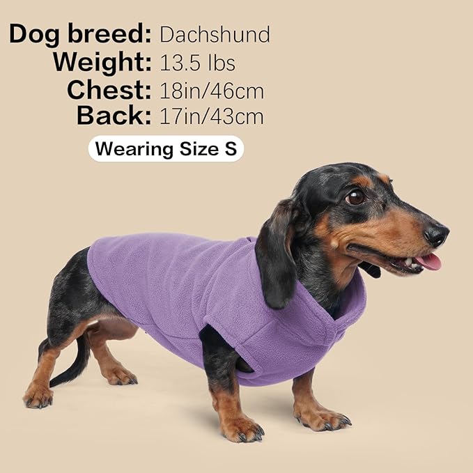 FUAMEY Dog Fleece Vest for Large Dogs,Warm Stretchy Dog Sweatshirts Pullover with Leash Hole Dogs Sweater Soft Pet Turtleneck Cozy Pet Vest Lightweight Sleeveless Purple XXL