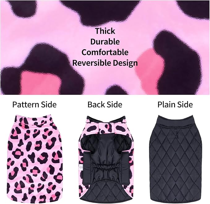 CuteBone Winter Dog Jacket Reversible Dog Vest Thick Adjustable Soft Coat with Leash Hole Waterproof Windproof for Small to Large Dogs