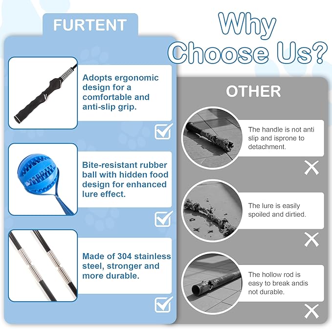 Flirt Pole for Dogs Interactive Dog Pole Toy for Large Medium Small Dogs, Sports Dog Teaser Pole for Tug of War, Flirt Pole with Lure Ball (Standard Pole + Tensile Rope)